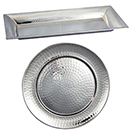 SERVING TRAYS, HAMMERED DESIGN, STAINLESS STEEL - 14.25
