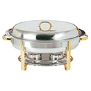 OVAL CHAFER, LIFT OFF LID, STAINLESS WITH GOLD ACCENT, 6 QT. - 6 QT. OVAL CHAFER (COMPLETE) WITH GOLD ACCENTS, , 22.5
