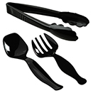 SERVING TONGS, SPOON, & FORKS, BLACK DISPOSABLE PLASTIC - 9